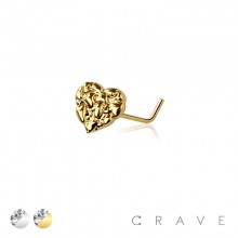 RUGGED HEART 316L SURGICAL STEEL L-SHAPE NOSE RING
